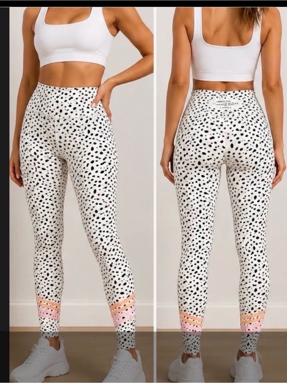 White Fox Boutique White & Black Dalmatian Print Leggings